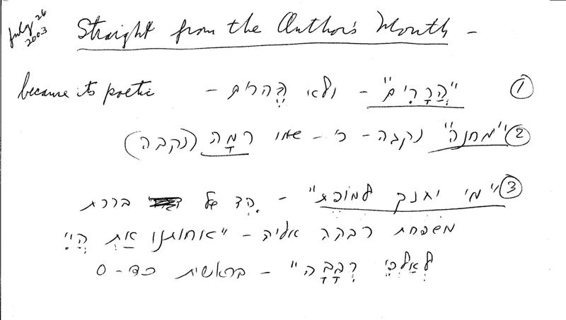 handwritten hebrew notes on himnon ramah.